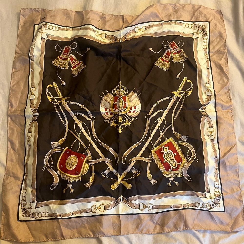 Elegant Silk Scarf with Equestrian Design